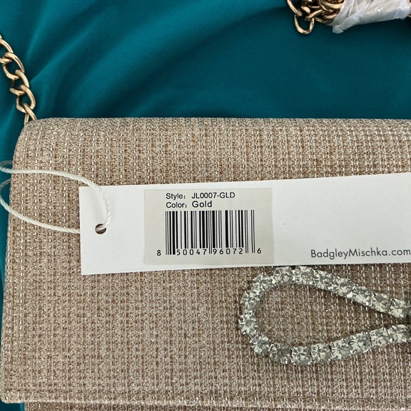 Jewel Bagley Evening Bag Clutch with Gold Chain Strap Gold Sparkle - Picture 2 of 4
